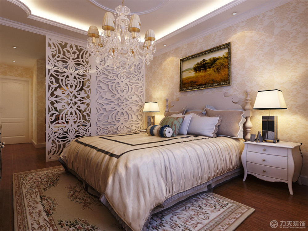 欧式 三居 卧室图片来自阳光力天装饰在贻景台-150㎡-简欧风格的分享