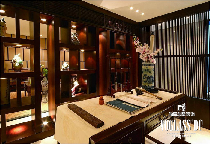 中式 别墅 客厅 餐厅 书房 卧室 休息室 书房图片来自北京别墅装修案例在燕西华府中式风格稳重大气的分享