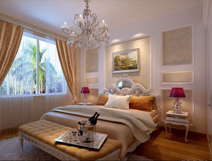 简约 欧式 二居 三居 白领 旧房改造 80后 90平米效果 卧室图片来自实创装饰集团-家装部在90平米浪漫、典雅的欧式风格的分享