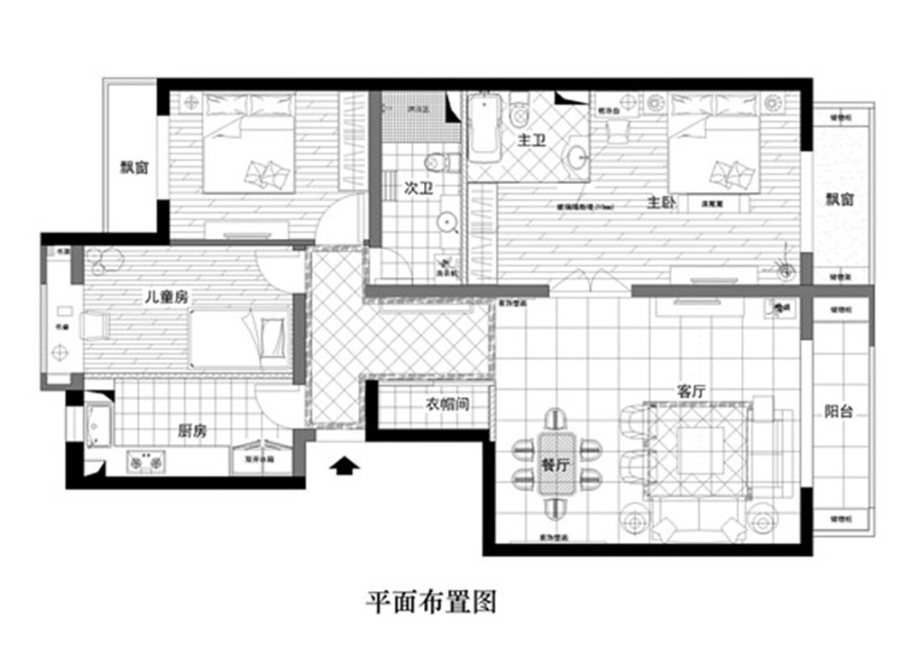 三居 简约 白领 小资 旧房改造 户型图图片来自上海实创-装修设计效果图在21万三口之家时尚奢华住宅的分享
