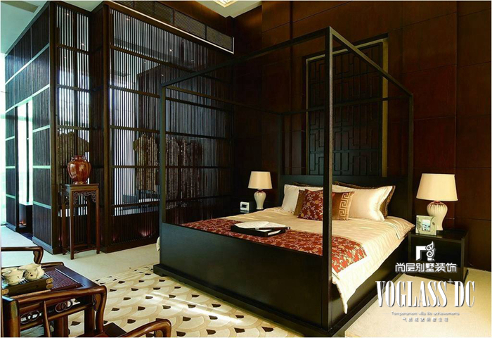 中式 别墅 客厅 餐厅 书房 卧室 休息室 卧室图片来自北京别墅装修案例在燕西华府中式风格稳重大气的分享
