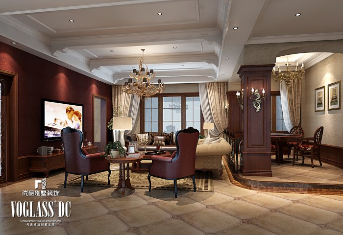 客厅 欧式 别墅 卧室 过道 休息室 客厅图片来自北京别墅装修案例在简欧风格蓝岸丽舍经典案例的分享