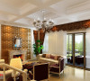 客厅正面图，典型欧式家具的搭配，整个空间和谐相得益彰，充满美感。