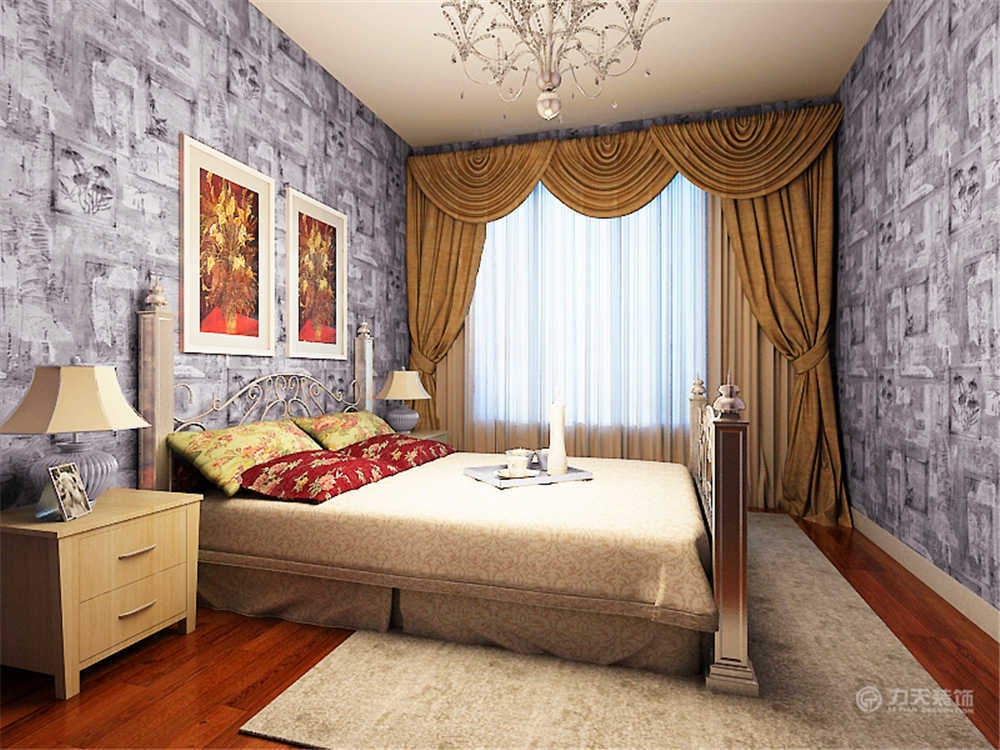 中式 二居 卧室图片来自阳光力天装饰在紫竹华庭-88㎡-新中式风格的分享