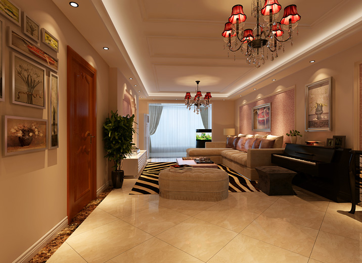 欧式 三居 收纳 温馨舒适 简欧 客厅图片来自上海实创-装修设计效果图在舒适温馨的简欧居室的分享