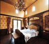 名雕丹迪设计——卧室： 将托斯卡纳风格与西班牙风格相结合，并运用大良的复古材料，即突显贵族气质又适合居家休闲。