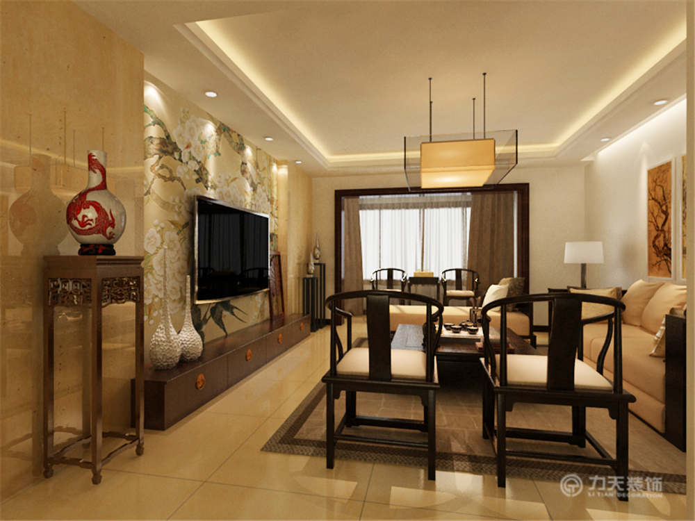 中式 二居 客厅图片来自阳光力天装饰在金隅悦城-95㎡-中式风格的分享