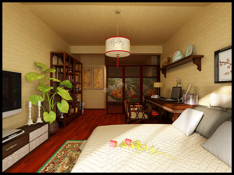 中式 三居 跃层 旧房改造 卧室图片来自阳光力天装饰糖宝在水木天成120㎡的分享