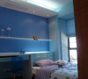 名雕装饰设计——儿童房：以蓝色为主色调，让整个房间充满梦幻色彩。