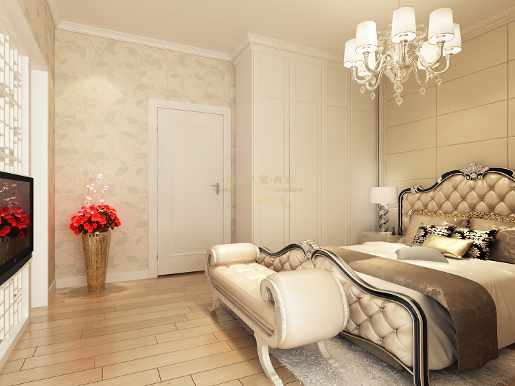 简约 欧式 三居 典雅 古典 卧室图片来自西安城市人家装饰王凯在153平米简欧风格，高雅灵动的分享