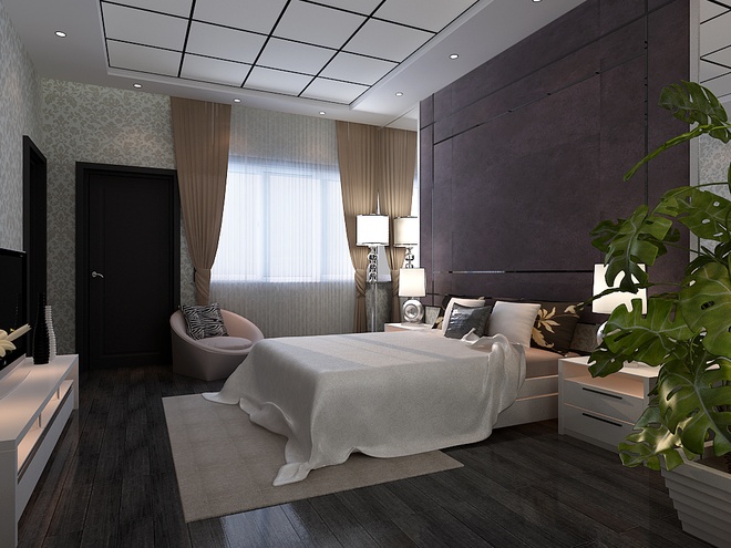 现代，别墅 卧室图片来自木子鑫在244平别墅现代简约设计的分享