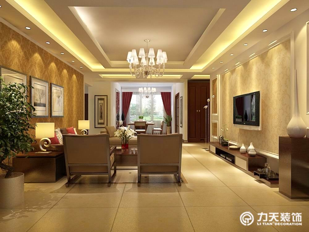 新中式 三居 客厅图片来自阳光力天装饰在保利玫瑰湾-134㎡-新中式的分享