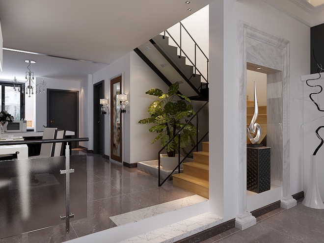 现代，别墅 楼梯图片来自木子鑫在244平别墅现代简约设计的分享