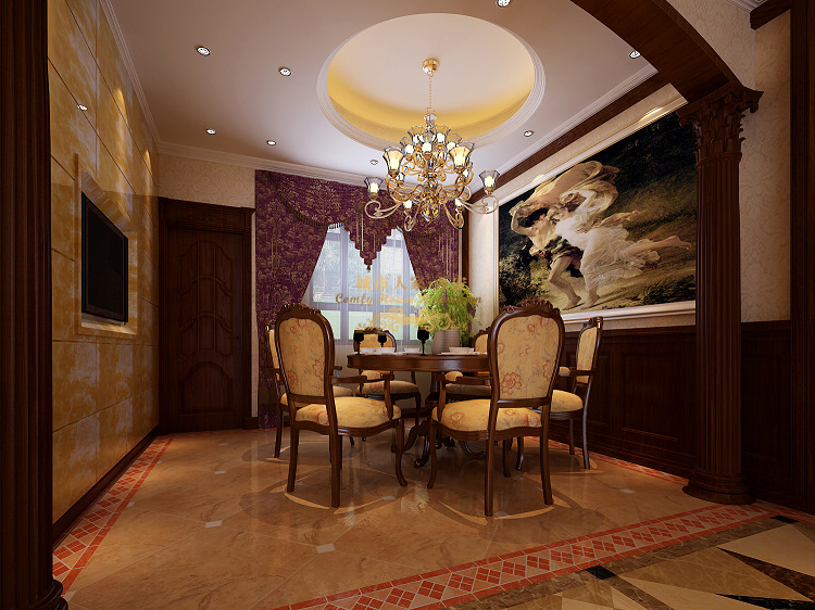 美式 四居 豪华 舒适 品位 餐厅图片来自西安城市人家装饰王凯在美式风情营造比弗利山庄豪华氛围的分享