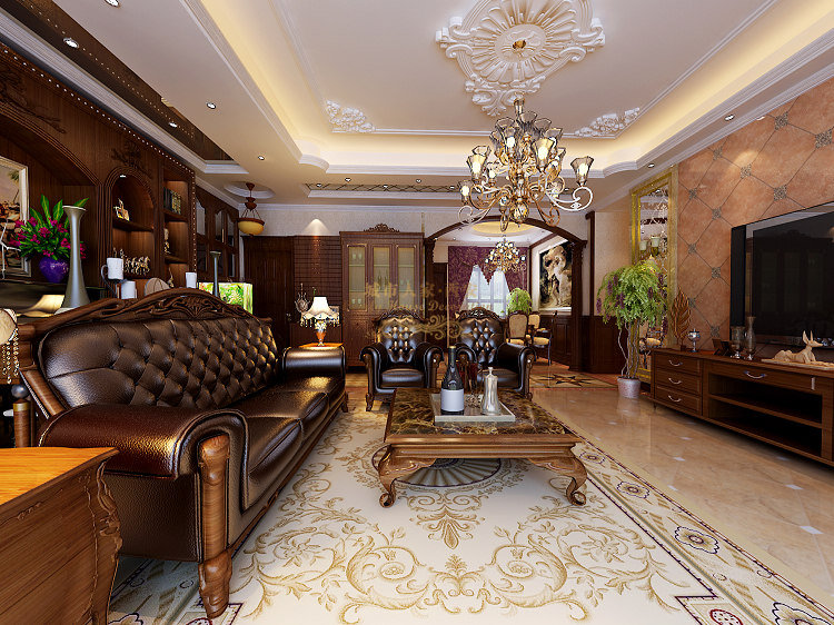 美式 四居 豪华 舒适 品位 客厅图片来自西安城市人家装饰王凯在美式风情营造比弗利山庄豪华氛围的分享