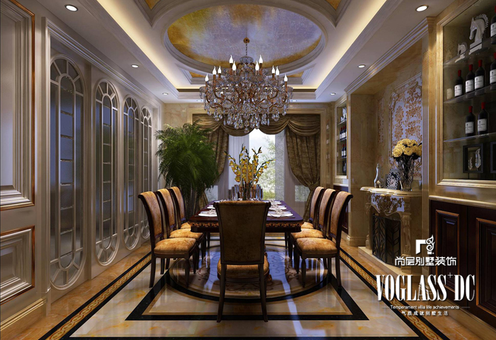别墅 新古典 客厅 卧室 玄关 餐厅 餐厅图片来自北京别墅装修案例在完美展示新古典的大气与稳重的分享