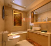 卫生间的设计：没有太多的陈设，满足日常生活，整个空间干净舒适。