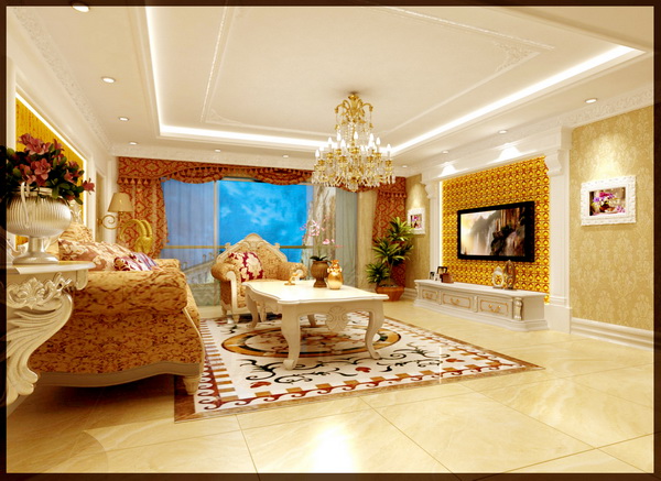 客厅图片来自北京元洲最好装修设计在欧式宫廷，金碧华贵艺术气息的分享