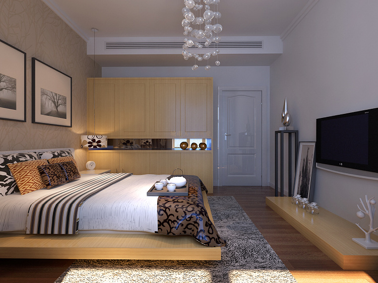 简约 现代 时尚 二居 收纳 小资 卧室图片来自西安城市人家装饰王凯在96平米现代简约风格营造华贵气质的分享