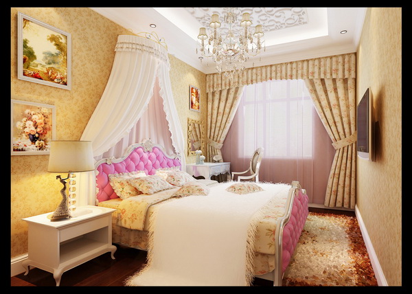卧室图片来自北京元洲最好装修设计在温馨简欧暖色调，奢华不失沉重的分享