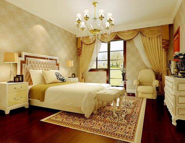卧室图片来自北京元洲最好装修设计在欧式宫廷，金碧华贵艺术气息的分享