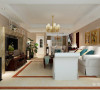 沙发的选择上没有单一的木质，而是多采用具有欧式形态特色的素色布艺