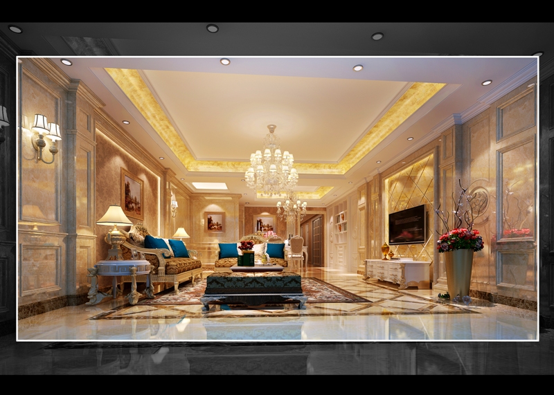 欧式 四居 客厅图片来自名雕装饰设计在欧式风格—4房1厅奢华家居装修的分享