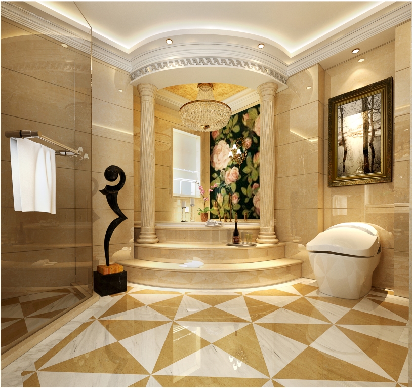 欧式 四居 卫生间图片来自名雕装饰设计在欧式风格—4房1厅奢华家居装修的分享