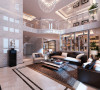 高贵、大气的客厅里，简约、优雅的线条使空间带给人开阔、舒适的视觉享受。