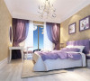 卧室的设计以紫色调为主，处处凸显大方，高端不会应为是现代简约而失去高雅的成分。总体设计高端大气，上档次。