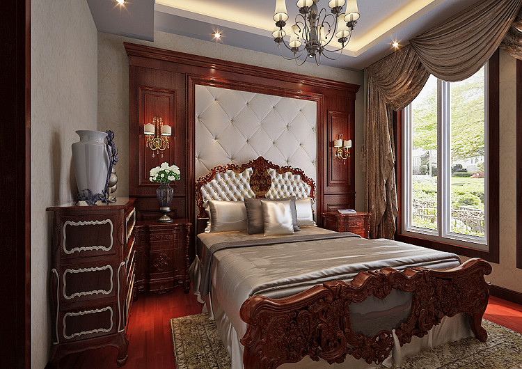 欧式 古典 三居 贵气 高端设计 西安装修 卧室图片来自西安城市人家装饰王凯在欧式风格三居体现典雅与奢华的分享
