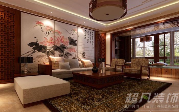 中式 公园大地 中式装修 135平中式 客厅图片来自河南超凡装饰在公园大地135平中式装修效果图的分享