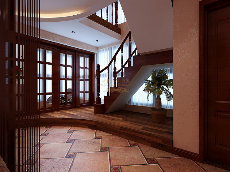 简约 中式 复式 楼梯设计 装修效果图 楼梯图片来自西安城市人家装饰王凯在新中式风格现代生活不失传统神韵的分享