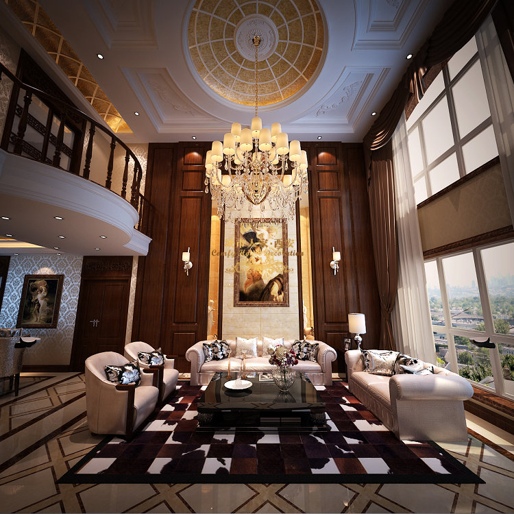 欧式 复式 萨拉曼卡 楼梯设计 高端装修 客厅图片来自西安城市人家装饰王凯在萨拉曼卡268平米欧式风格案例的分享