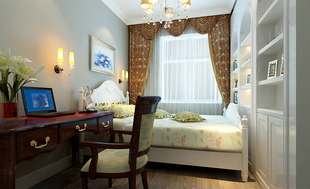 三居 欧式 收纳 小资 卧室图片来自上海实创-装修设计效果图在120平米简欧三居室的分享