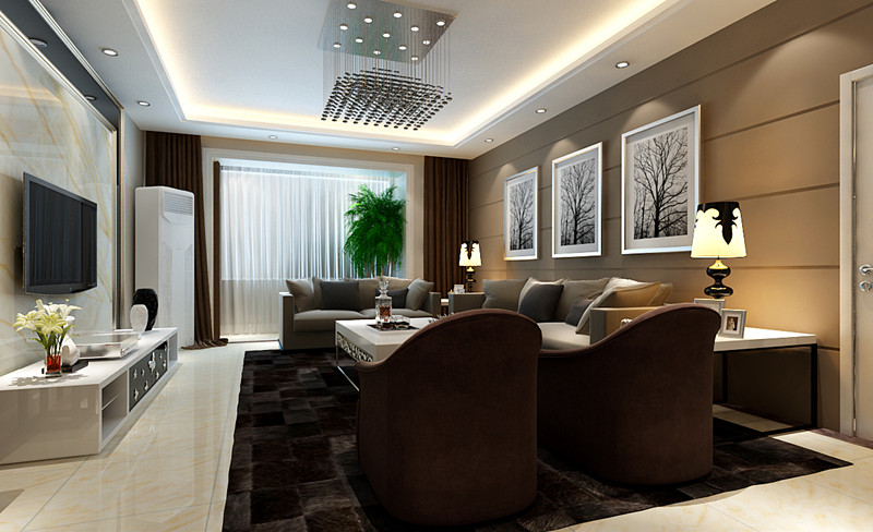 简约 三居 白领 小资 客厅图片来自上海实创-装修设计效果图在175平米现代简约风格三居室装修的分享