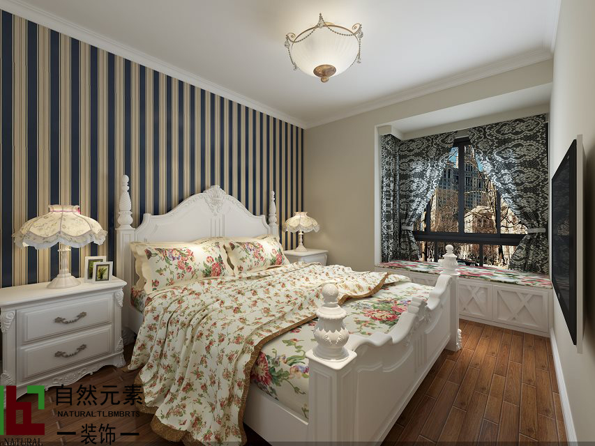 西津美地 自然元素 欧美风格 86平户型 马晓丹 装修 效果图 卧室图片来自自然元素装饰马晓丹在西津美地的分享