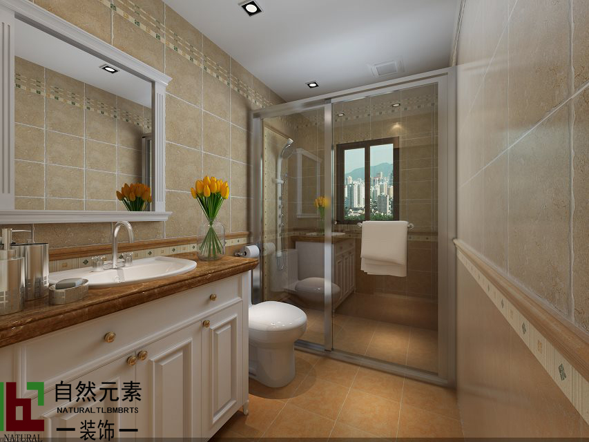 西津美地 自然元素 欧美风格 86平户型 马晓丹 装修 效果图 卫生间图片来自自然元素装饰马晓丹在西津美地的分享