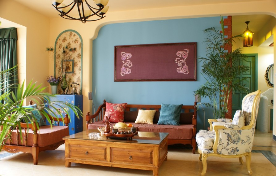 客厅图片来自家装大管家在130平地中海3居 色彩丰富空间的分享