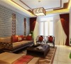 客厅：现在的中式风格更多地利用了后现代手法，把传统的结构形式通过重新设计组合以另一种民族特色的标志符号出现。厅里摆一套明清式的红木家具，墙上的中国山水画等，