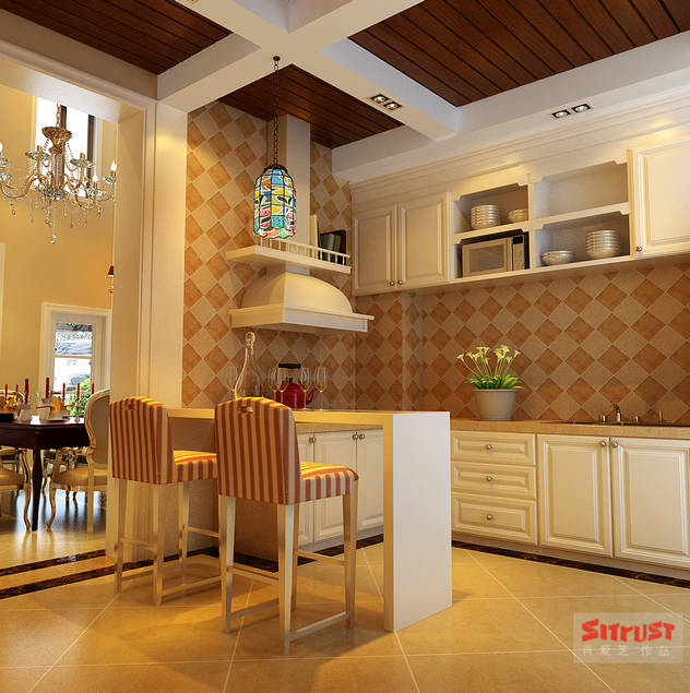 欧式 别墅 厨房图片来自实创装饰上海公司在50万打造357平欧式别墅装修的分享