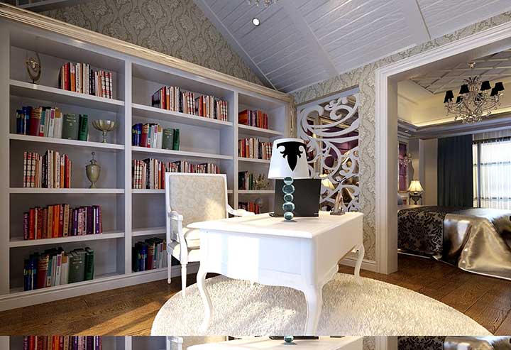 欧式 三居 书房 书房图片来自四川美立方装饰工程公司在8.9万打造的115㎡欧式风的分享