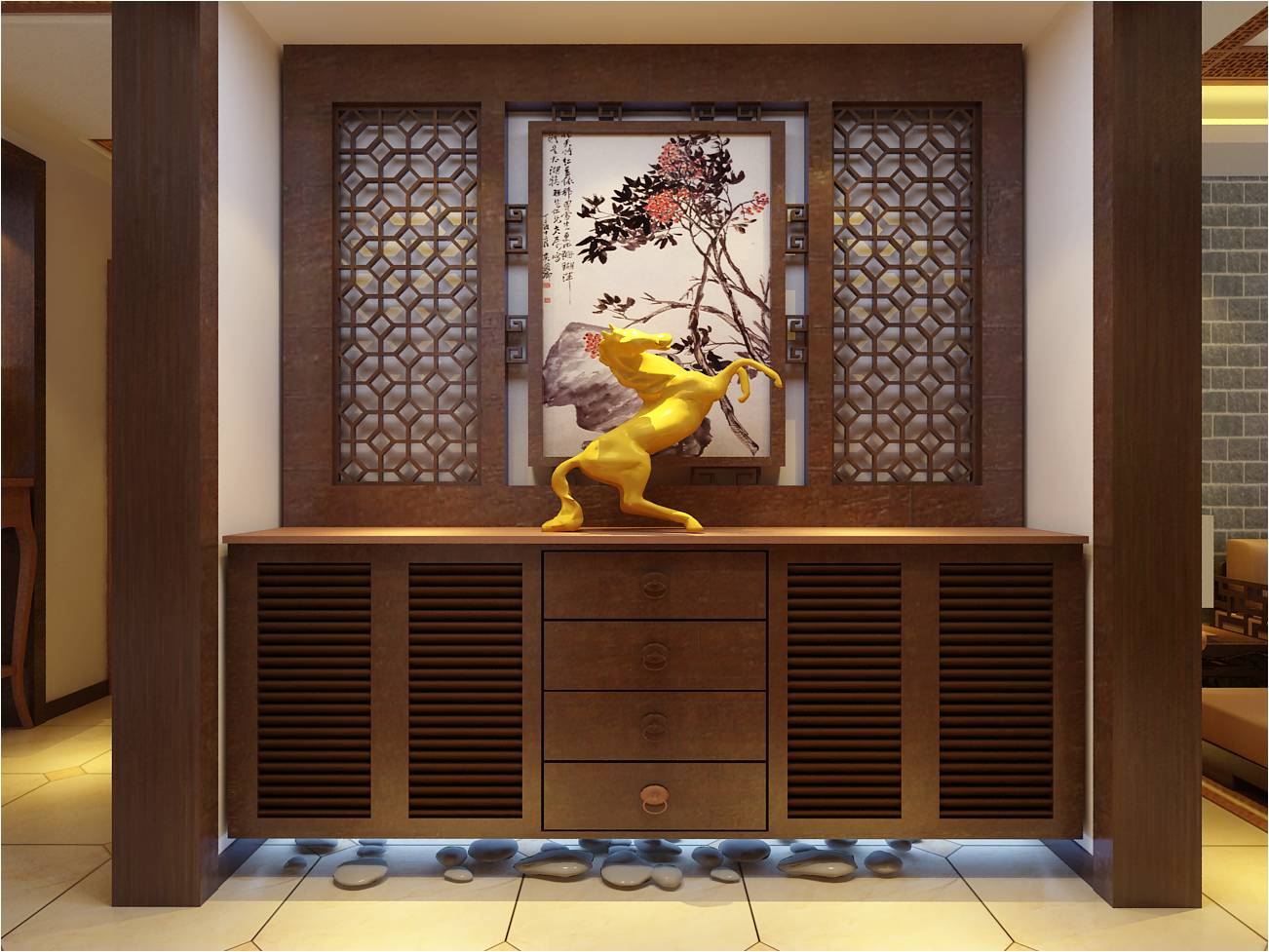 北京元洲 玄关图片来自框框在中式风格，古香古色的分享