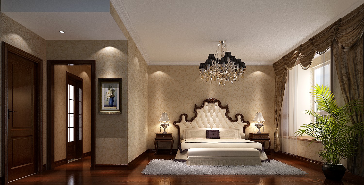 简约 欧式 三居 公寓 80后 卧室图片来自北京高度国际装饰设计在华贸城简欧式公寓的分享