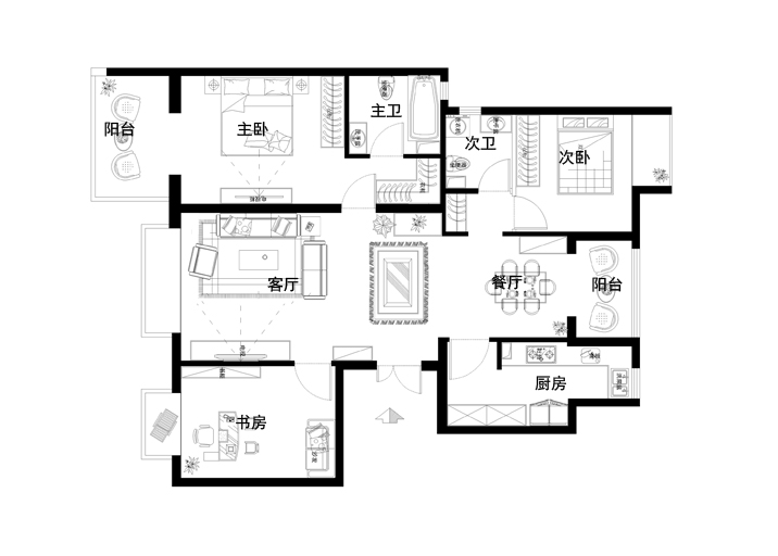三居 简约 三口之家 徐曙光 户型图图片来自xushuguang1983在城建琨廷140平米简洁现代三居室的分享