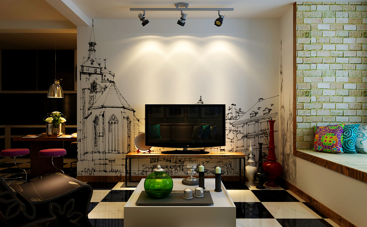 客厅图片来自合建装饰-二手房装修在龙湖时代天街的分享