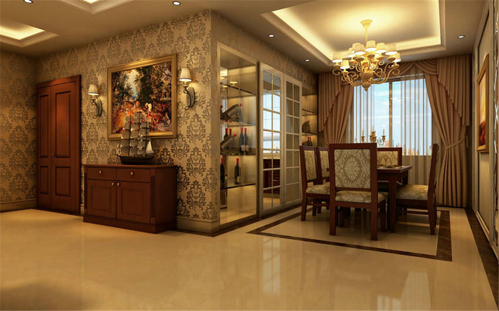欧式 三居 小资装修 收纳 餐厅图片来自上海实创-装修设计效果图在120平米欧式风格设计的分享