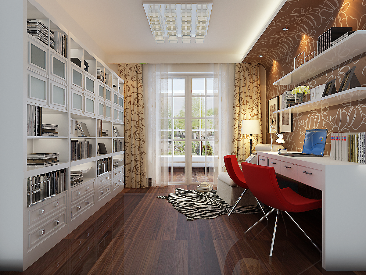 简约 三居 小资 书房图片来自实创装饰上海公司在18万打造三居现代简约风格装修的分享