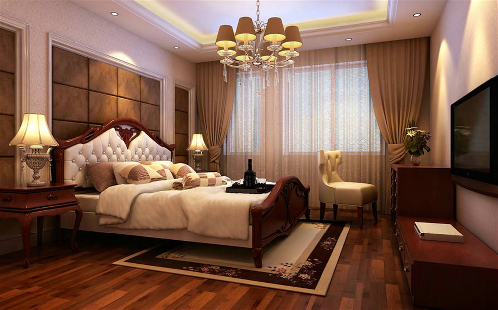 欧式 三居 小资装修 收纳 卧室图片来自上海实创-装修设计效果图在120平米欧式风格设计的分享