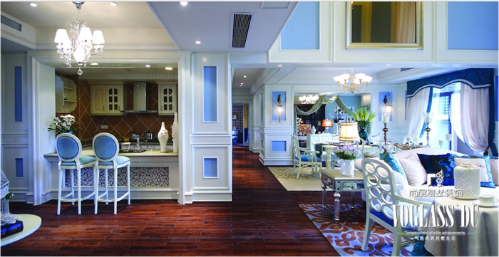 别墅 地中海 卧室 客厅 餐厅 厨房 客厅图片来自北京别墅装修案例在蓝色地中海梦幻般生活的分享